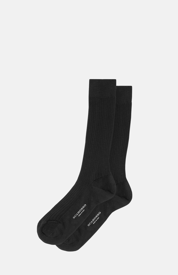 スカロッソ メンズ アンダーウェア 靴下 SCAROSSO Lislcott Socks Blue - Cotton ブルー|ReVida 店