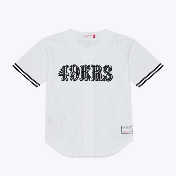 ミッチェル&ネス メンズ トップス シャツ モノクロ メッシュ ジャージー Men's Mitchell & Ness White San Francisco 49ers Monochromesh Full-Button Baseball Jersey White ホワイト|ReVida 店
