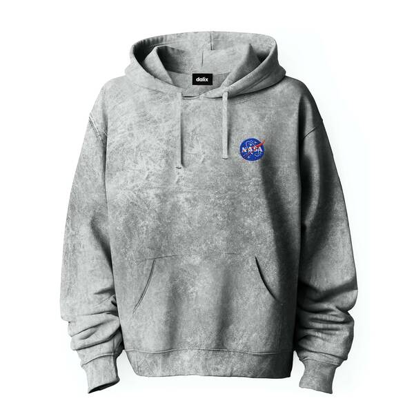 ダリックス メンズ アウター パーカー・スウェット シャツ 刺繍 フリース NASA Mineral Washoodie Dalix NASA Embroide red Fleece Hoodie Mineral Wash Long Sleeve Sweatshirt Me Gray グレー|ReVida 店