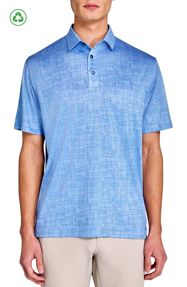 コンストラクト メンズ トップス ポロシャツ レギュラーフィット CONSTRUCT Regular Fit Chambray Recycled Performance Golf Polo Lt Blue ブルー｜ReVida 店