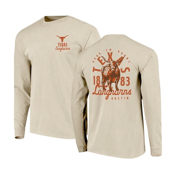 イメージワン メンズ トップス Tシャツ オーバーレイ IMAGE ONE Men\'s Natural Texas Longhorns Comfort Colors Mascot Overlay Long Sleeve T-Shirt Natural｜ReVida 店