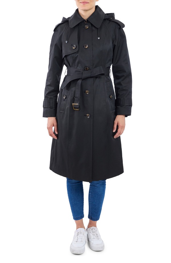 ロンドンフォグ レディース アウター ジャケット・ブルゾン コットン London Fog Cotton Blend Trench Black ブラック