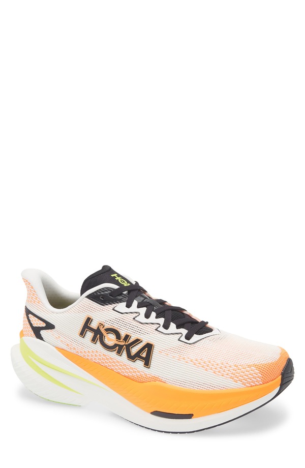 ホカオネオネ メンズ シューズ スニーカー HOKA Mach X 3 Running Shoe White / Neon Tangerine ホワイト
