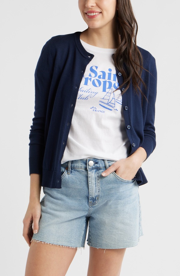 キャスロン レディース アウター パーカー・スウェット ウール カーディガン Caslon Merino Wool Blend Cardiga nAVY STILL ネイビー|ReVida 店