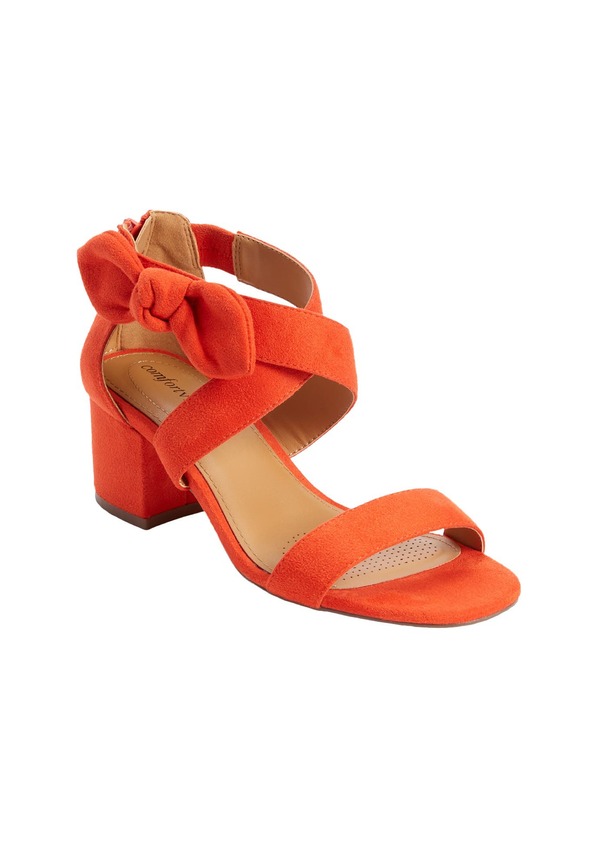 コンフォートビュー レディース シューズ ヒール サンダル Comfortview The Aralyn Sandal (Women) RED ORANGE レッド|ReVida 店