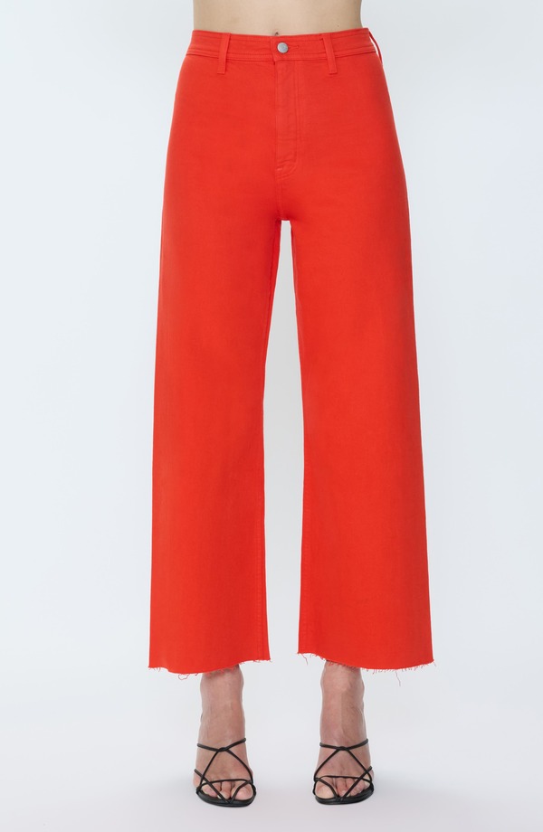 ピストーラ レディース ボトムス デニムパンツ ワイドレッグ ハイウエスト ジーンズ Pistola Penny Crop High Waist Raw Hem Wide Leg Jeans CHILI|ReVida 店