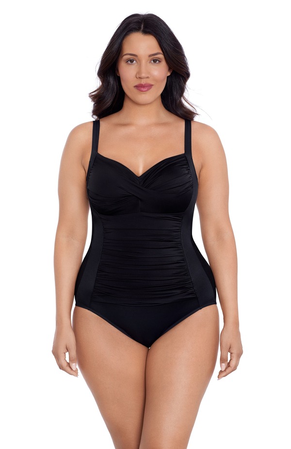 トリムシェイパー レディース トップス ワンピース Trimshaper Averi Sweetheart Neckline One-Piece Control Swimsuit Black ブラック｜ReVida 店