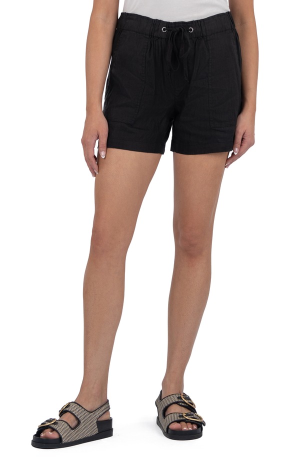 カットフロムザクロス レディース ボトムス ハーフパンツ・ショーツ ショートパンツ リネン KUT from the Kloth Katana Drawstring Linen Blend Shorts BLACK JM ブラック｜ReVida 店 18,536円