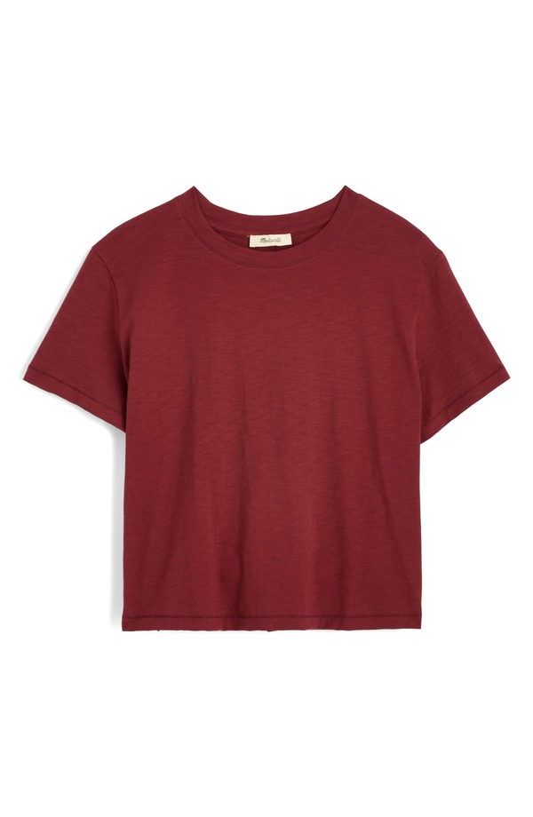 メイドウェル レディース トップス シャツ コットン Madewell Boxy Crop Cotton Slub T-Shirt DUSTY MERLOT｜ReVida 店