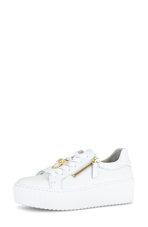 ガボール レディース シューズ スニーカー プラットフォーム Gabor Platform Zip Sneaker (Women) WHITE/ GOLD ホワイト|ReVida 店