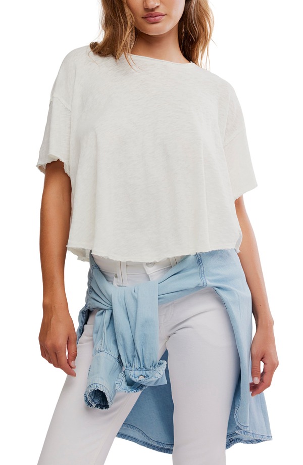 フリーピープル レディース トップス シャツ コットン ジャージー リネン Free Peoplelsie Linen & Cotton Slub Jersey Swing T-Shirt WHISPER WHITE ホワイト|ReVida 店