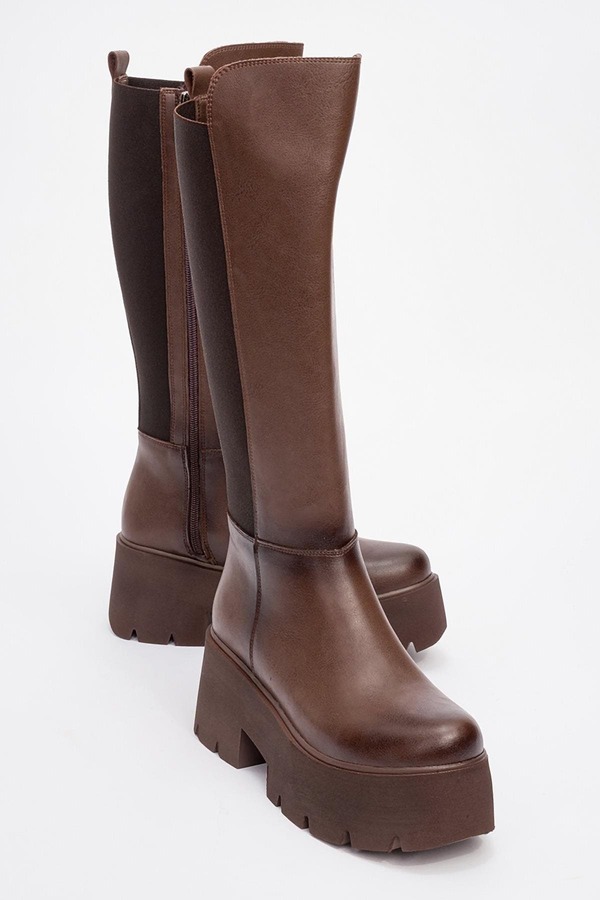 プロローグシューズ レディース ブーツ・レインブーツ プラットフォームブーツ プラットフォーム Prologue Shoesolo Platform Boot (Women) Brown Faux Leather ブラウン|ReVida 店