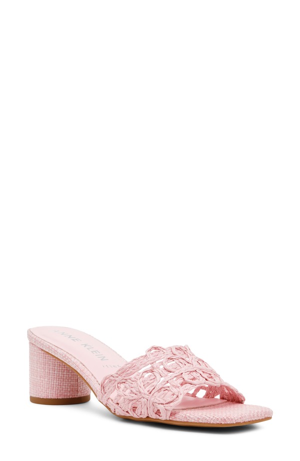 アンクライン レディース シューズ ヒール サンダル Anne Klein Floreslide Sandal (Women) PINK RAFFIA ピンク|ReVida 店