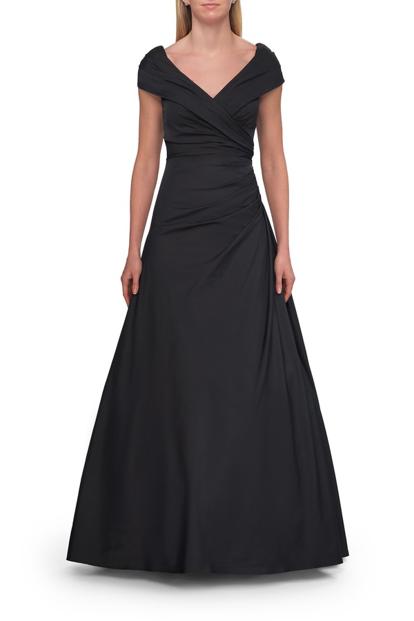 ラフェム レディース トップス ワンピース A ライン La Femme Off-the-Shoulder Stretch Taffeta-Line Gown Black ブラック|ReVida 店