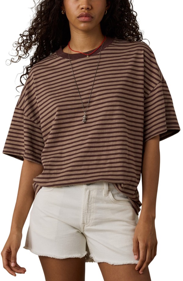 ファレティ レディース トップス シャツ Faherty Sunwashed Boyfriend T-Shirt COFFEE SAND STRIPE コーヒー｜ReVida 店 20,931円