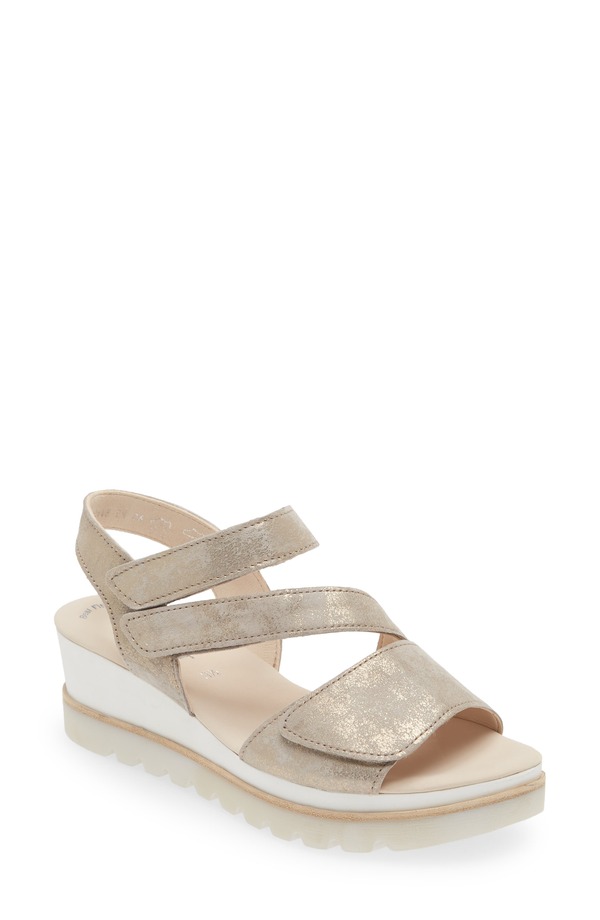 ガボール レディース シューズ ヒール アシンメトリー サンダル Gabor Asymmetric Strappy Wedge Sandal (Women) MUSCHEL CA｜ReVida 店