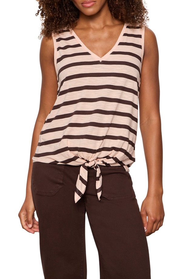 サンクチュアリー レディース トップス シャツ フラワー柄 プチ プリント コットン フラワー Sanctuary Floral Print Cotton Blend Tank (Petite Regular) PINK/ RICH SOIL BROWN ピンク|ReVida 店