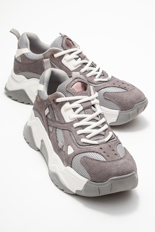 プロローグシューズ レディースニーカー プラットフォーム Prologue Shoes Loretta Platform Sneakers (Women) Grey Suede グレー｜ReVida 店