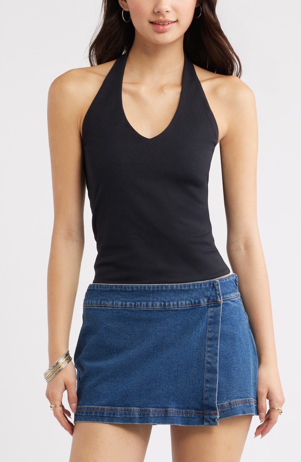 ビーピー レディース トップス シャツ コットン ホルター BP. Stretch Cotton Halter Top BLACK ブラック｜ReVida 店