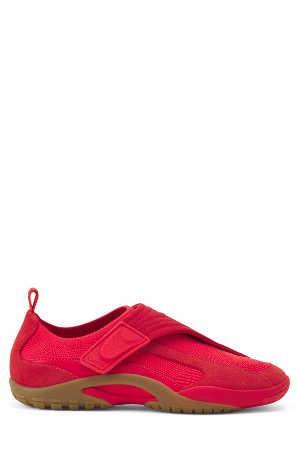 ランバン レディース シューズ スニーカー スエード ニット Lanvin Lnv1 Knit And Suede Sneakers (Unisex) Poppy Red/Honey レッド|ReVida 店