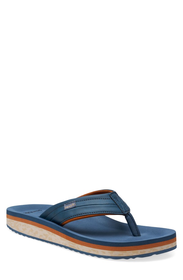 サヌーク メンズ シューズ サンダル Sanuk Tiderush Flip Flop (Men) ORIAN BLUE ブルー|ReVida 店