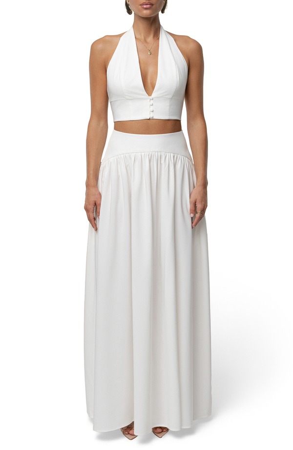 ジェイラックスレーベル レディース ボトムスカート マキシ ホルター JLUXLABEL Haven Halter Crop Top & Maxi Skirt Set IVORY アイボリー|ReVida 店