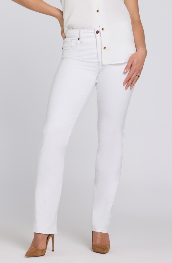 エヌワイディージェイ レディース ボトムス デニムパンツ ストレート プチ ジーンズ NYDJ Marilyn Straight Leg Jeans (Petite Regular) OPTIC WHITE ホワイト|ReVida 店