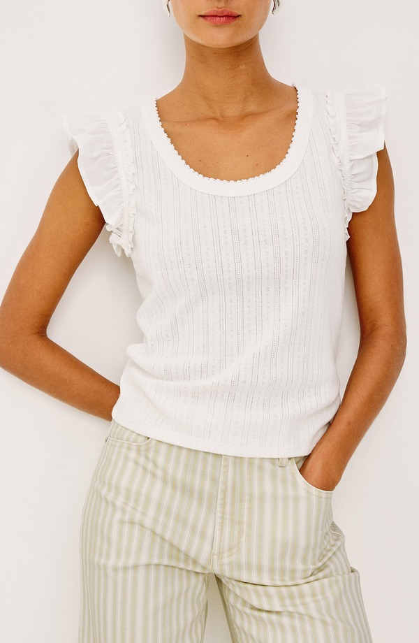 レイルズ レディース トップス シャツ Rails Giovanna Pointelle Stitch Top WHITE ホワイト｜ReVida 店