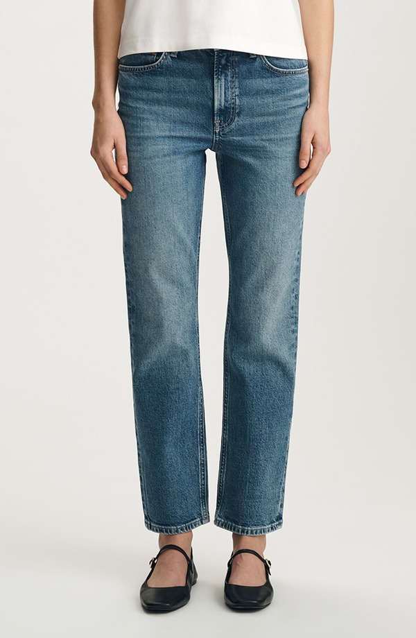 マーヴィ ジーンズ レディース ボトムス デニムパンツ ストレート ハイウエスト アンクル Mavi Jeans New York High Waist Ankle Straight Leg Jeans MID BRUSHED CLASSIC｜ReVida 店