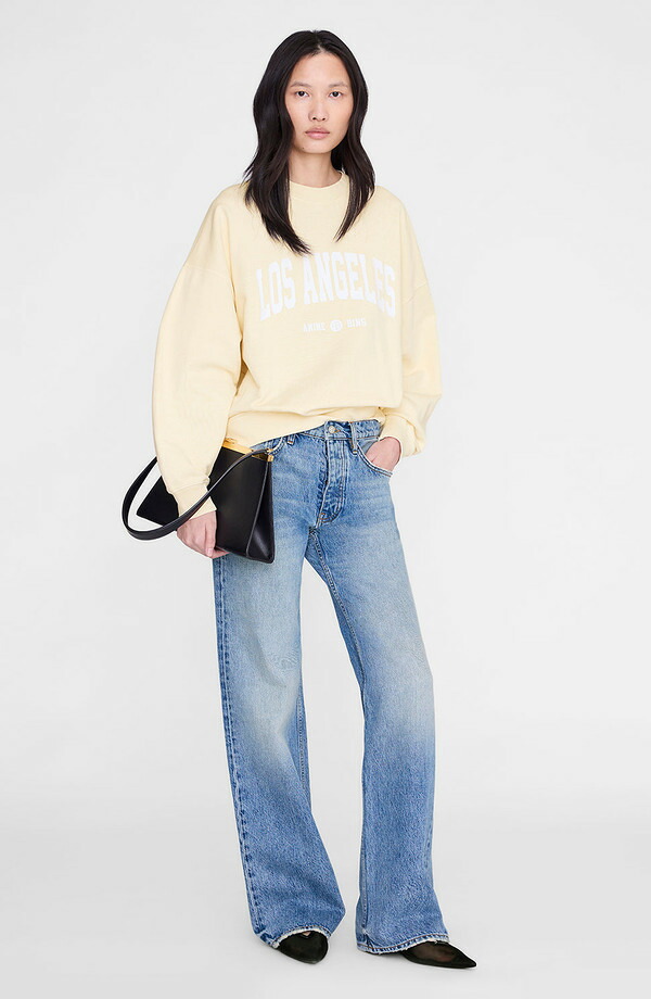 アニービン レディース アウター パーカー・スウェット シャツ ANINE BING Miles Los Angeles University Sweatshirt Butter Yellow イエロー|ReVida 店