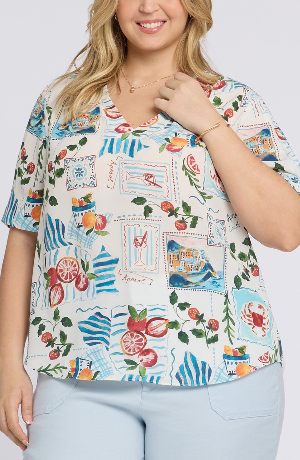 エヌワイディージェイ レディース トップス シャツ フラワー柄 プラスサイズ フラワー NYDJ Charming Floral Top (Plus) DREAMSCAPE｜ReVida 店