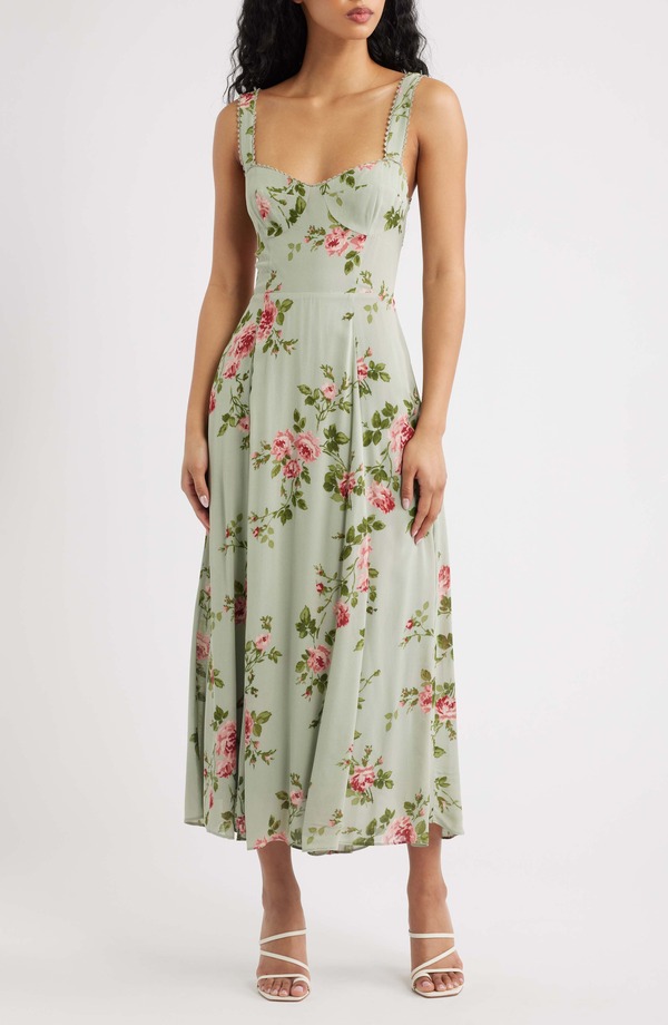 リフォーメーション レディース トップス ワンピース フラワー柄 プリント ミディ フラワー Reformation Lela Floral Print Midi Dress CHORUS|ReVida 店