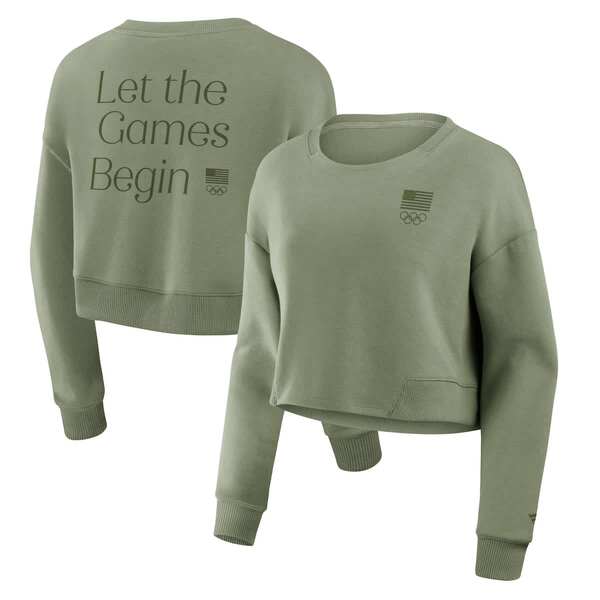 ファナティクス レディース アウター パーカー・スウェット シャツ クロップド Women'sFanatics Olive Team USA Studio Tri-Blend Cropped Pullover Sweatshirt Olive オリーブ｜ReVida 店