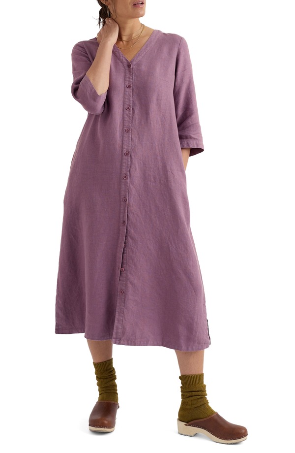 シーソルトコーンウォール レディース ボトムス カジュアルパンツ リネン Seasalt Cornwall Word Posey Linen Button-Up Dress VERBENA|ReVida 店