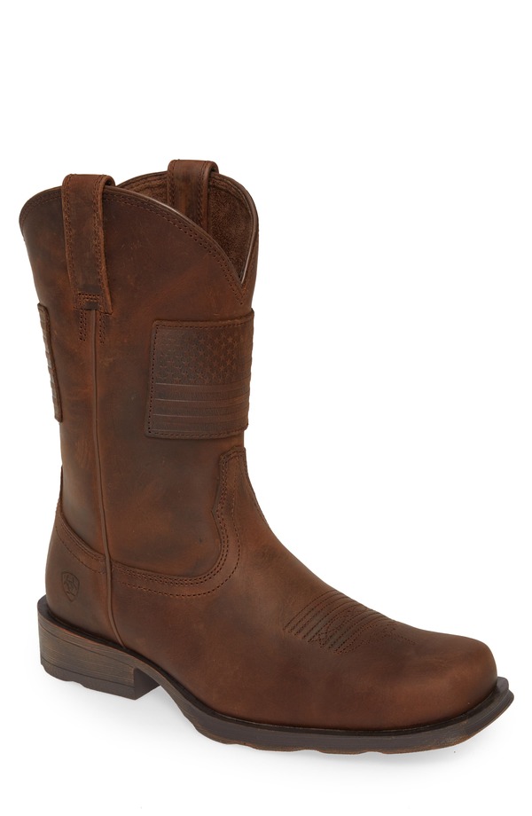 アリアト メンズ シューズ ブーツ・レインブーツ Ariat Rambler Patriot Cowboy Boot Brown 赤銅色