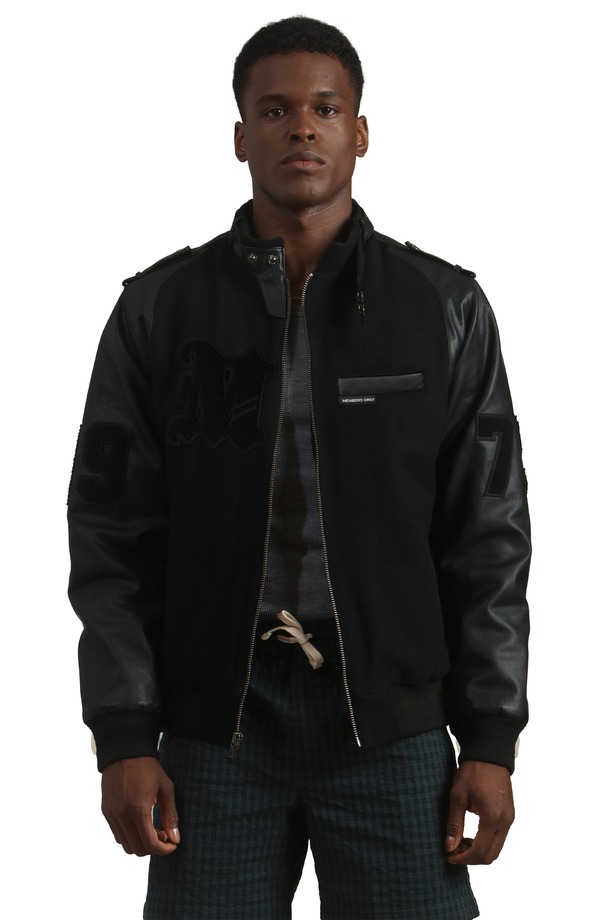 メンバーズオンリー メンズ アウター ジャケット・ブルゾン Members Only Men Varsity Jacket Black ブラック