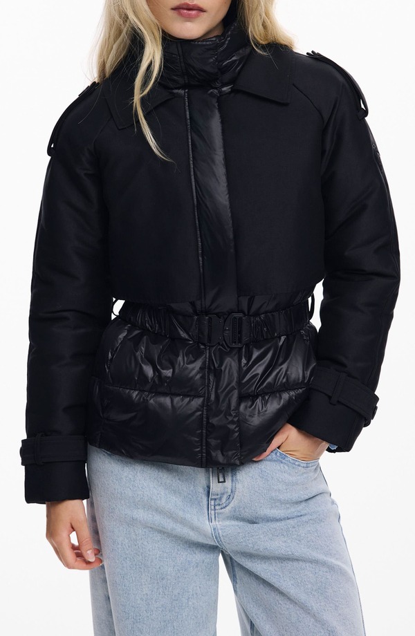 デジグアル レディース アウター ジャケット・ブルゾン Desigual Hybrid Padded Jacket Black ブラック