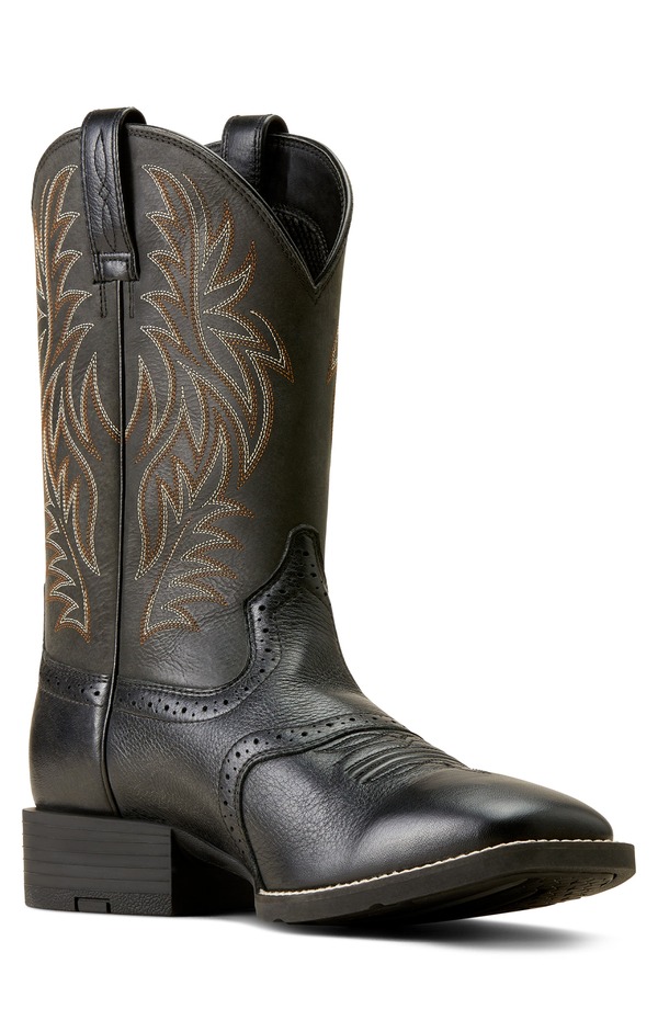 アリアト メンズ シューズ ブーツ・レインブーツ Ariat Sport Wide Square Toe Cowboy Boot Black Deertan/ Black 黒いこと