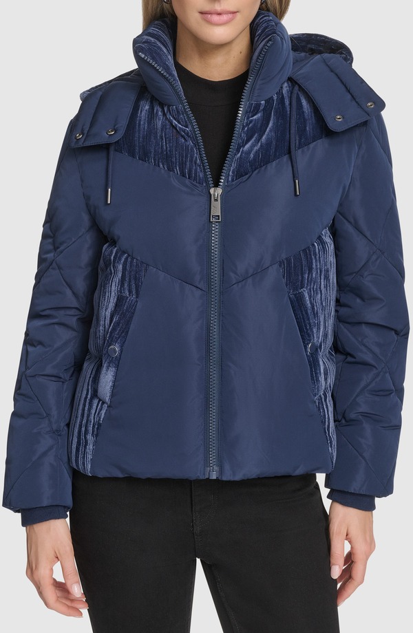 アンドリューマーク レディース アウター ジャケット・ブルゾン Andrew Marc Tayte Puffer Jacket with Removable Hood Lapis