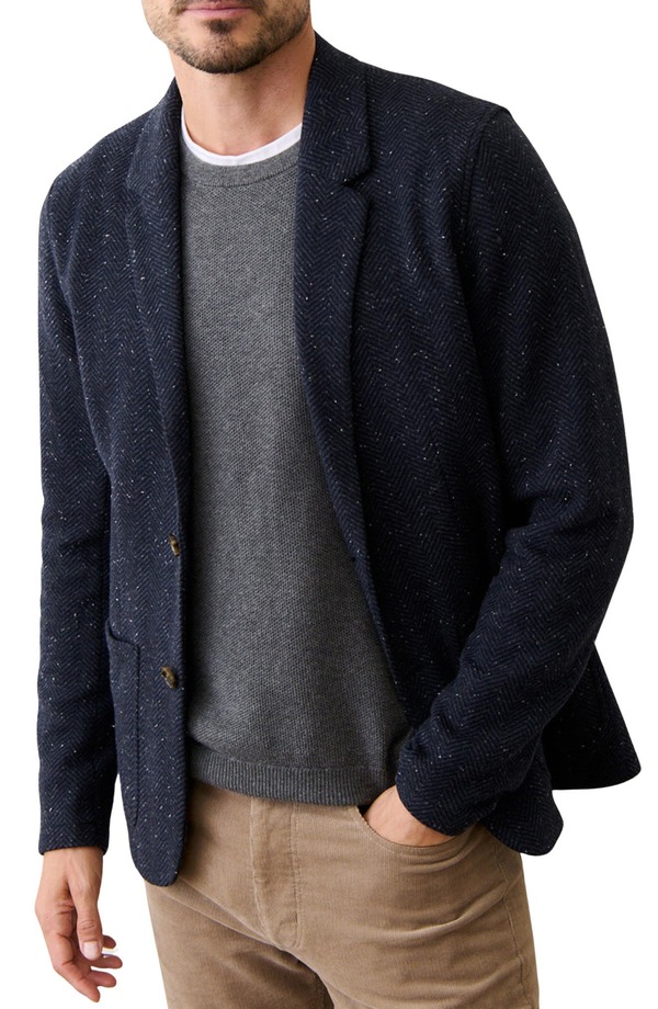 マリーン レイヤー メンズ アウター ジャケット・ブルゾン ブレザー Marine Layer Pacifica Neppy Navy Stretcherringbone Blazer Dark Herringbone ネイビー