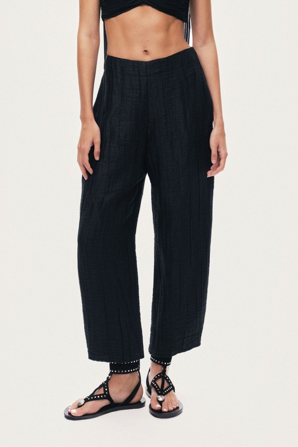 ノクチューン レディース ボトムス レギンス ズボン下 リネン Nocturne Relaxed Linen Pants Black 黒いこと