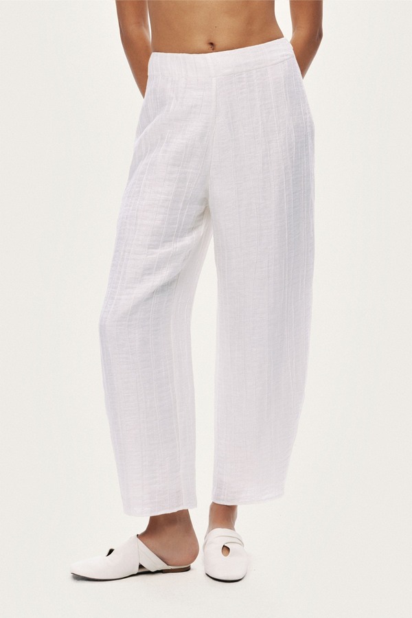 ノクチューン レディース ボトムス レギンス ズボン下 リネン Nocturne Relaxed Linen Pants White 白いこと