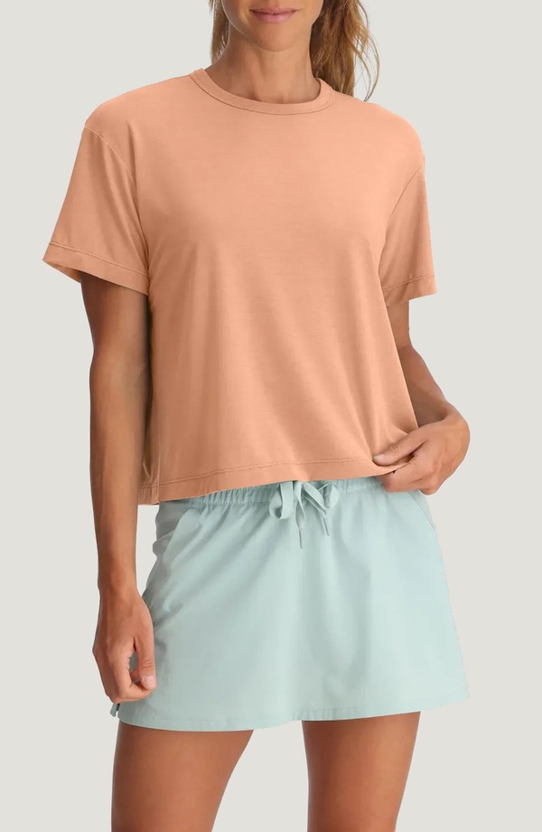 フリー フライ レディース トップス シャツ Free Fly Elevate Boxy T-Shirt LIGHT CORAL コーラル|ReVida 店