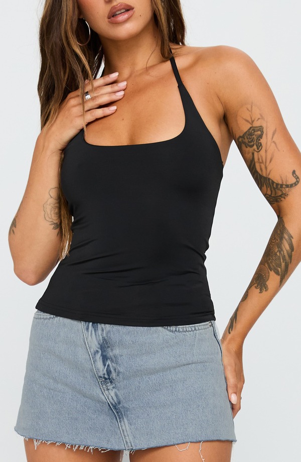プリンセスポリー レディース トップス シャツ ホルター Princess Polly Ezekiel U-Neck Halter Top BLACK ブラック|ReVida 店