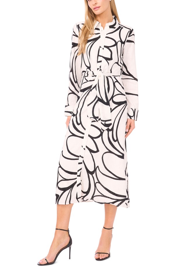 ハロゲン レディース トップス ワンピース プリント マキシ Halogen Abstract Printie Waist Maxi Dress NEW IVORY アイボリー|ReVida 店