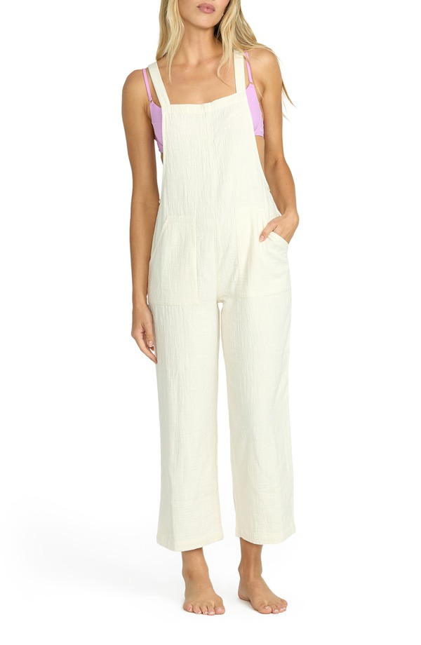 ビラボン レディース トップス ワンピース コットン ジャンプスーツ Billabong Pacific Time Cotton Gauze Jumpsuit WHITE CAP ホワイト｜ReVida 店