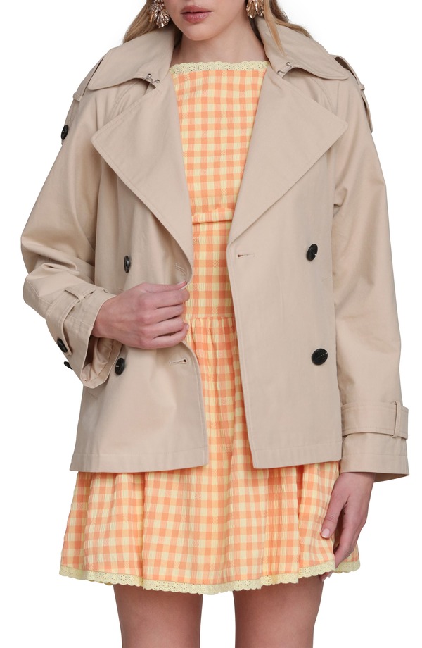 アヴェックレフィーユ レディース アウター コート Avec Les Filles Double Breasted Shortrench Coat STONE ストーン|ReVida 店