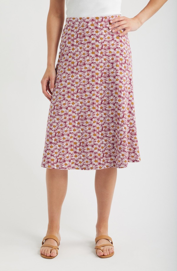 シーソルトコーンウォール レディース ボトムスカート フラワー柄 プラスサイズ プリント コットン フラワー Seasalt Cornwall Floral Print Stretch Organicotton Skirt (Plus Regular) PAINTED ASTERS DARK FREESIA|ReVida 店