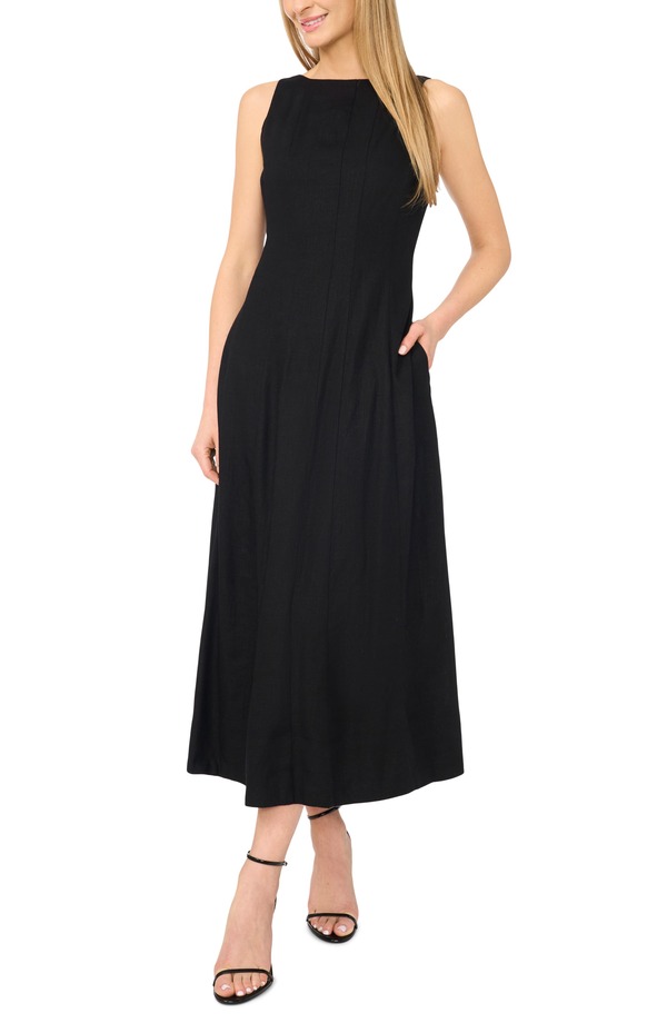 ハロゲン レディース トップス ワンピース ミディ Halogen Seamed Midi Dress RICH BLACK ブラック|ReVida 店