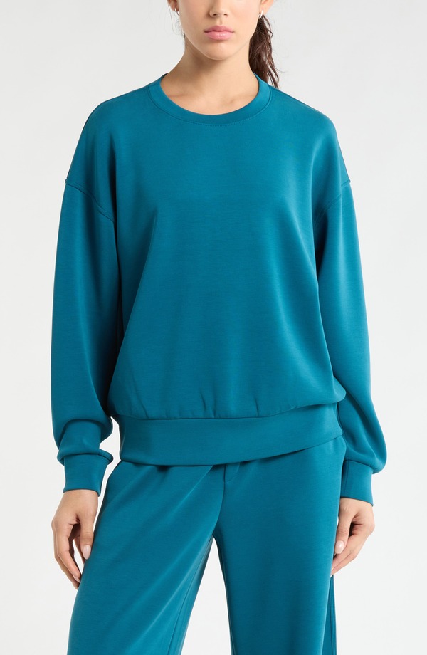 ゼラ レディース アウター パーカー・スウェット シャツ Zella Soft Luxe Boxy Crew SweatshirtEAL SEAGATE ティール|ReVida 店